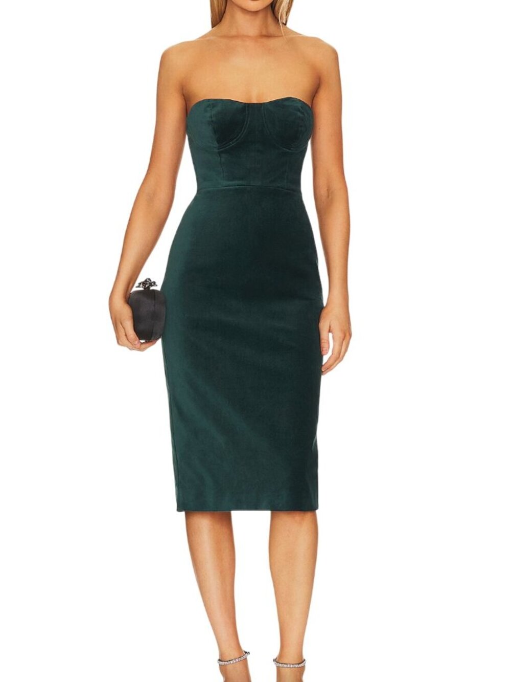 BCBGMaxazria Velvet Bustier Dress in Pine NWT - Size 12